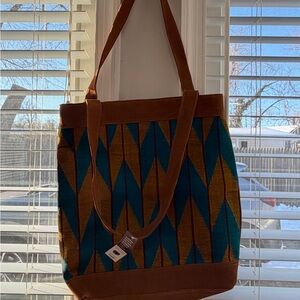 Elegant Brown and Teal Tote Bag